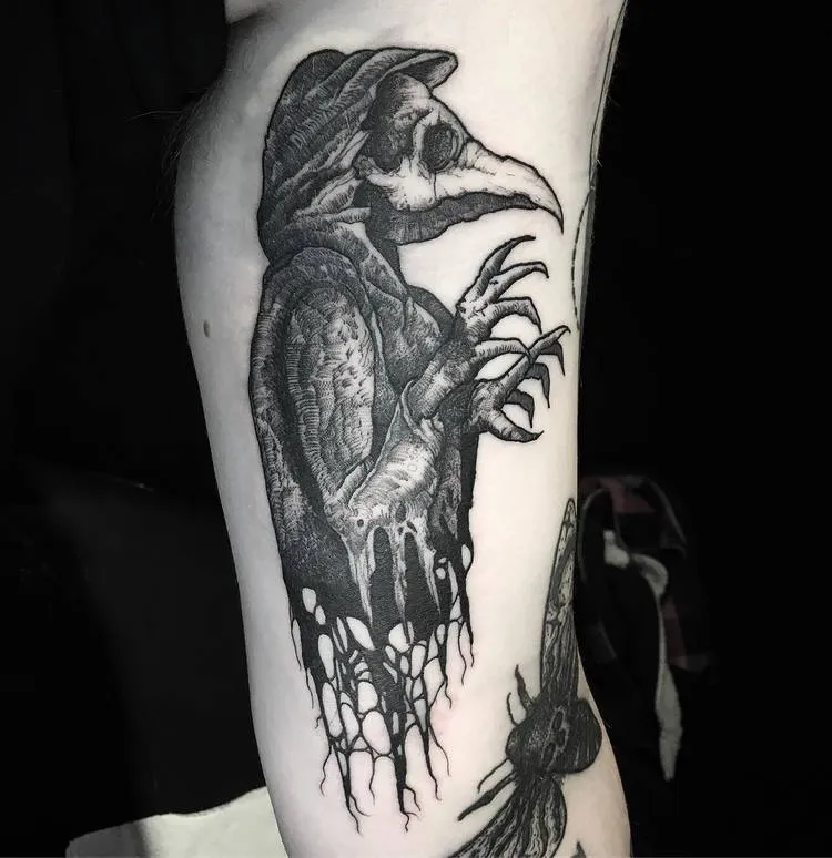 Plague Doctor Tattoo on Inner Bicep