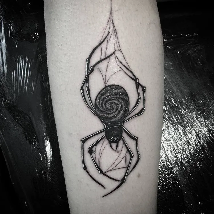 Galactic Spider Tattoo on Calf 