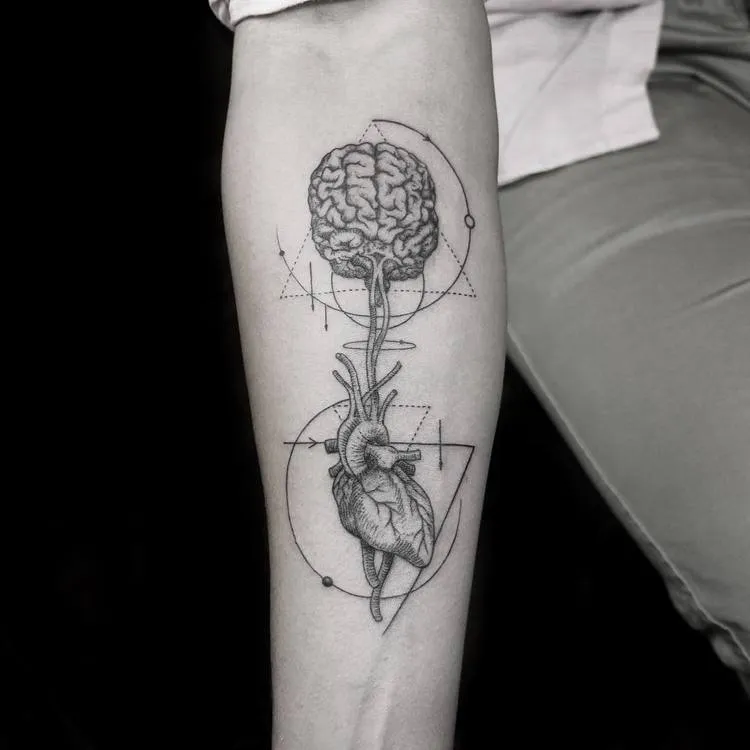 Anatomical Heart & Brain Tattoo Designs