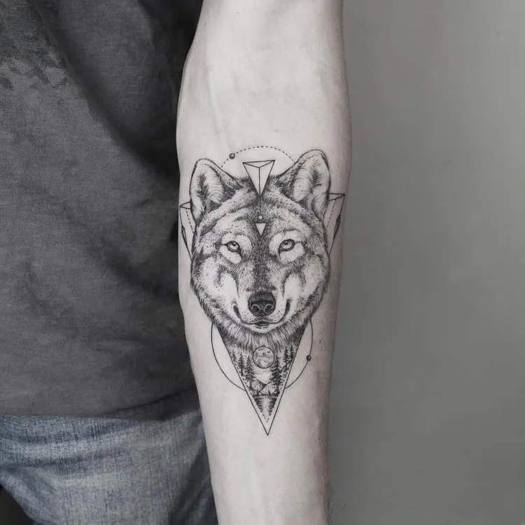 Wolf Tattoo and Landscape