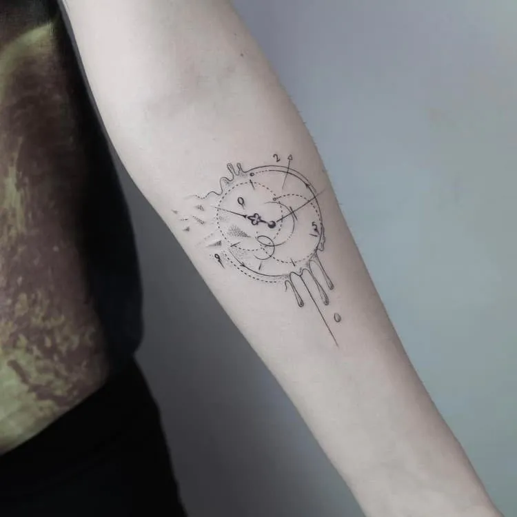 Dotwork and Linework Dali Inspired Tattoo
