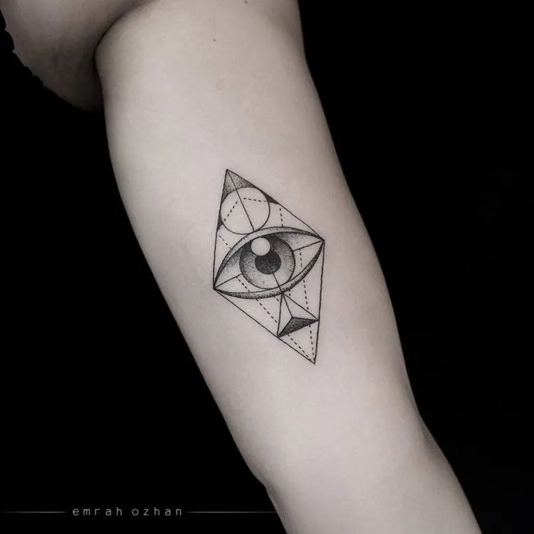 Geometric Eye Tattoo on Bicep