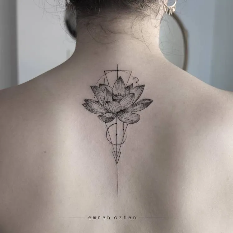 Lotus Tattoo and Geometric Elements