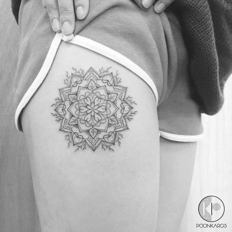 Fine Line Mandala Tattoo by by Poonkaros