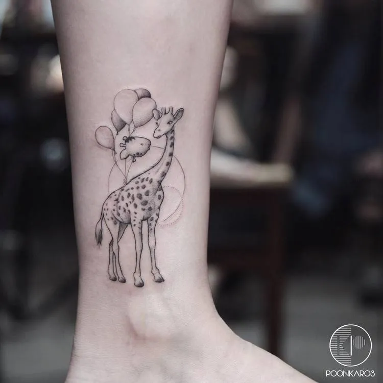 Giraffe and Balloons on Ankle by poonkaros