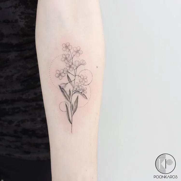 Delicate Forget-Me-Nots Tattoo by poonkaros