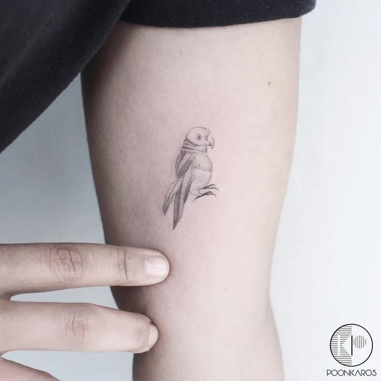 Tiny Frida Kahlo's Parrot Tattoo by poonkaros