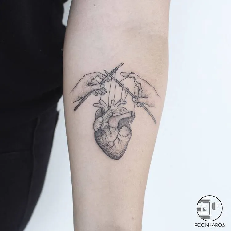 Crocheted Anatomical Heart Tattoo by poonkaros
