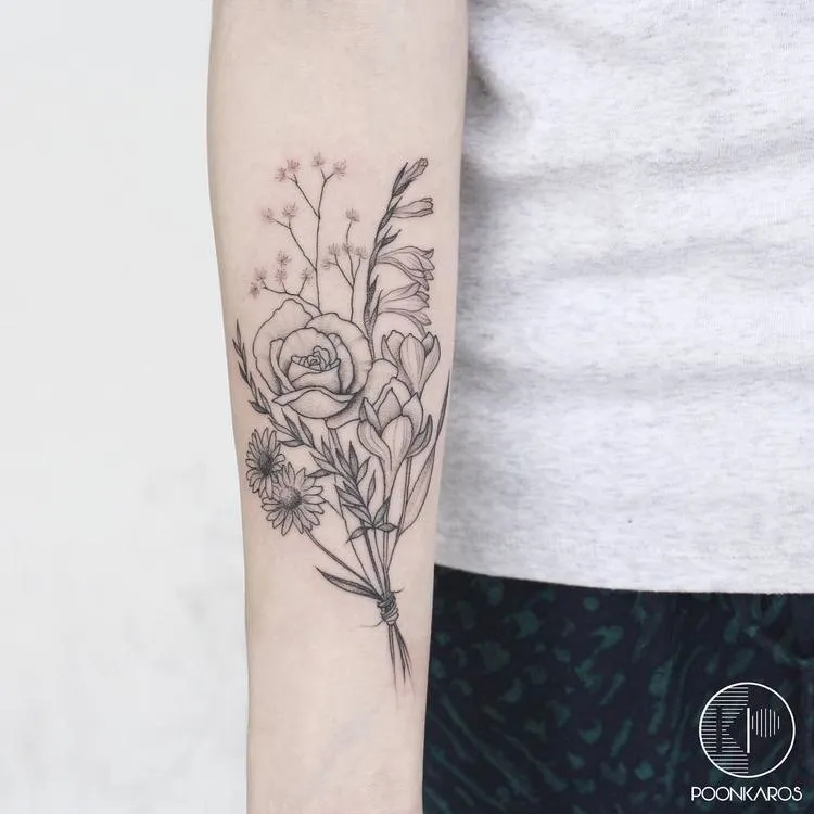Flower Bouquet Tattoo by poonkaros