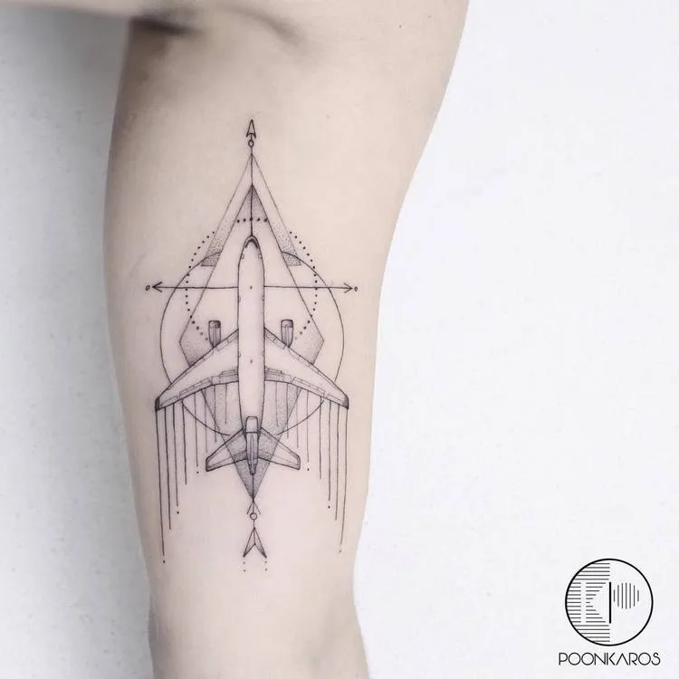 Geometric Airplane Tattoo by poonkaros