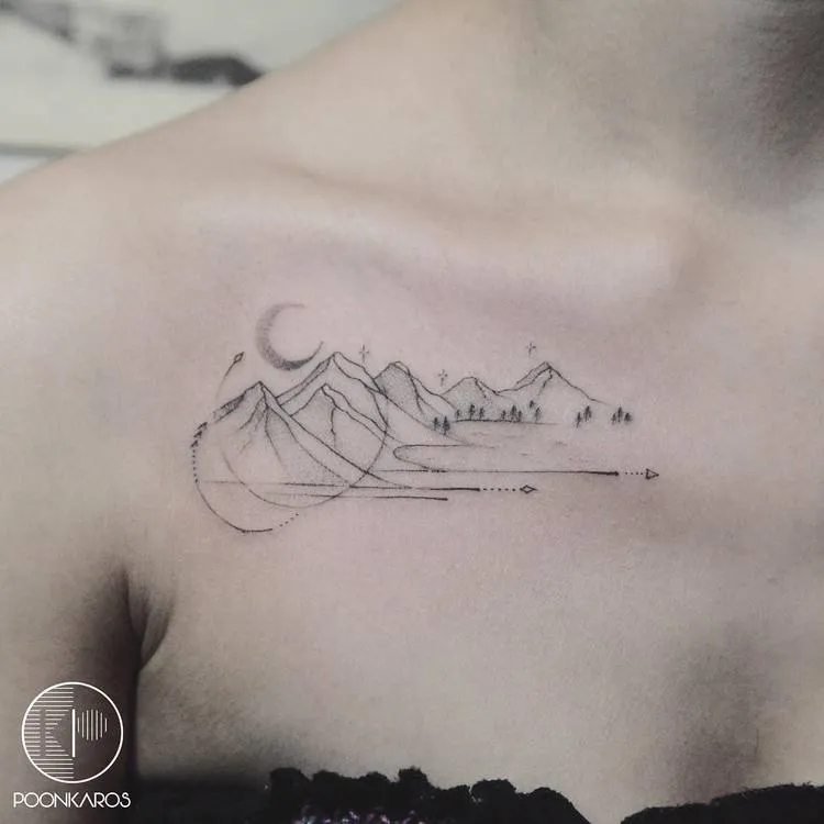 Mountain Range Tattoo by poonkaros
