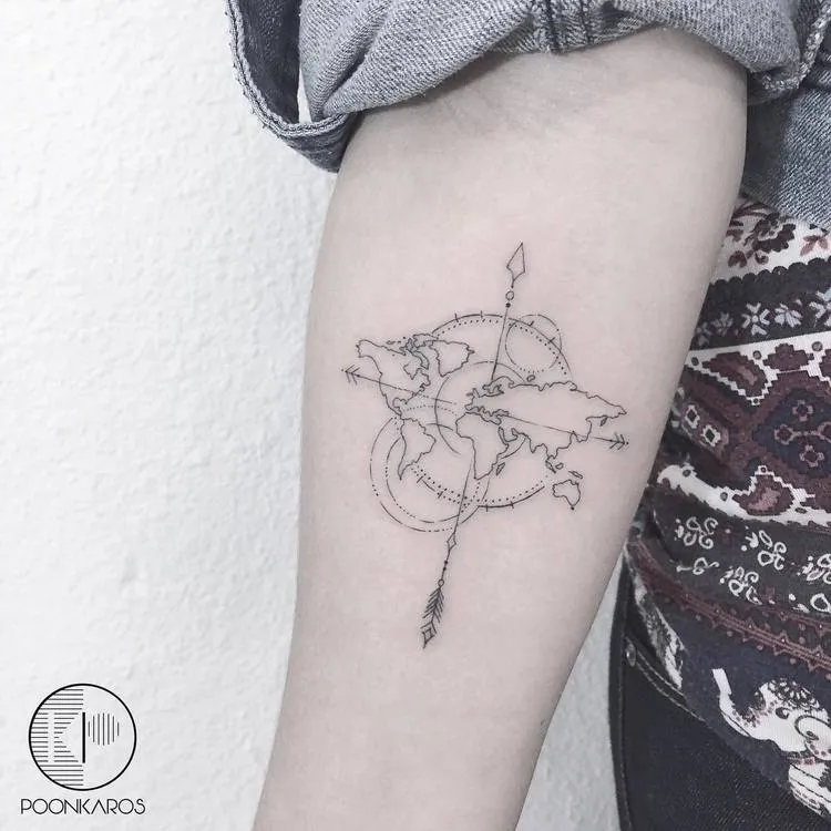 World Map Tattoo by poonkaros