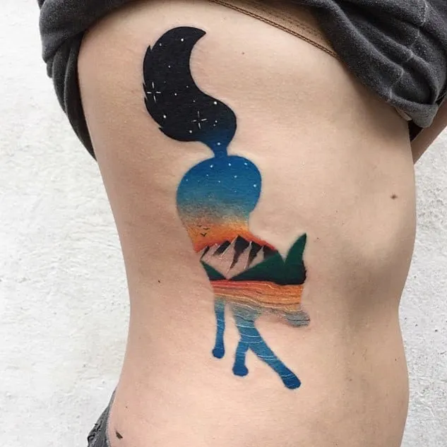Landscape and Night Sky Inside a Fox by dariastahp