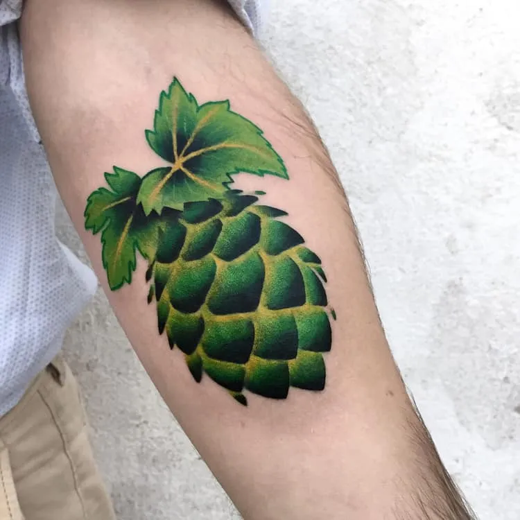  Green Hop Cone Tattoo by dariastahp