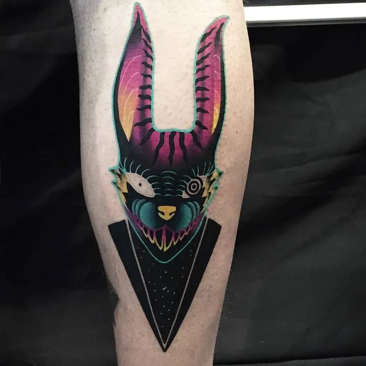 Donnie Darko Tattoo on Leg by dariastahp