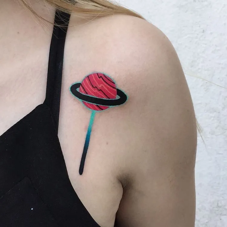 Space Lollipop/Planet Tattoo by dariastahp