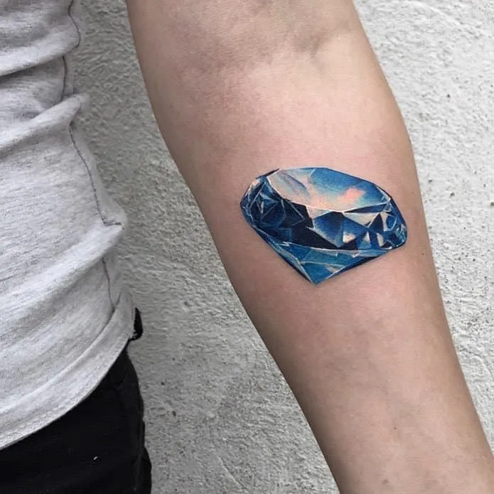 Blue Diamond Tattoo on Arm by dariastahp