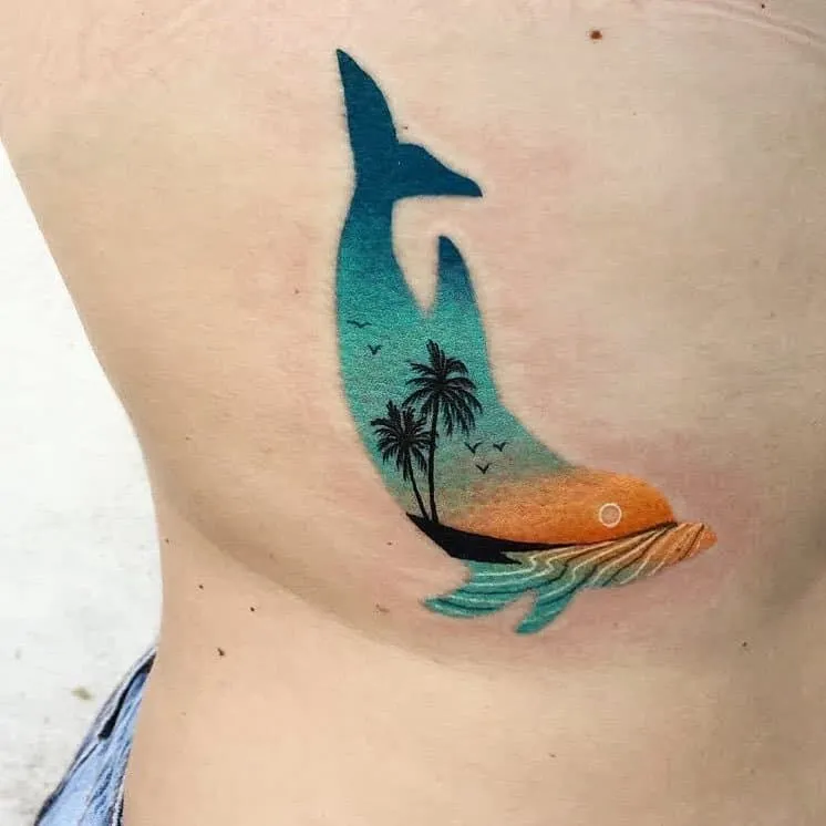 Summery Landscape / Dolphin Tattoo by dariastahp