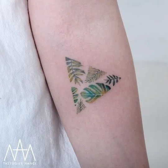Botanical Triangle Tattoo by Tattooist Nanci
