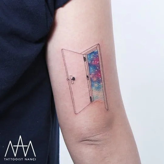 Door/Galaxy Tattoo by Tattooist Nanci