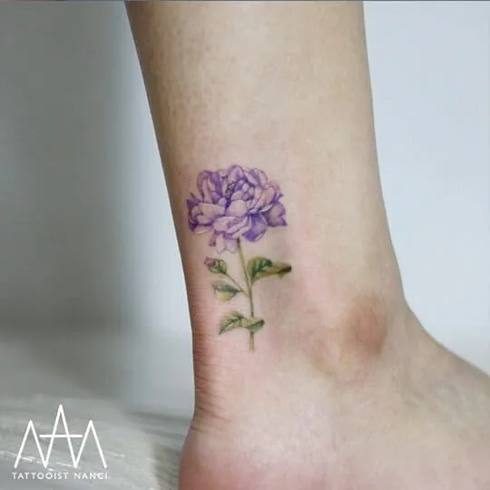 Purple Peony Tattoo by Tattooist Nanci