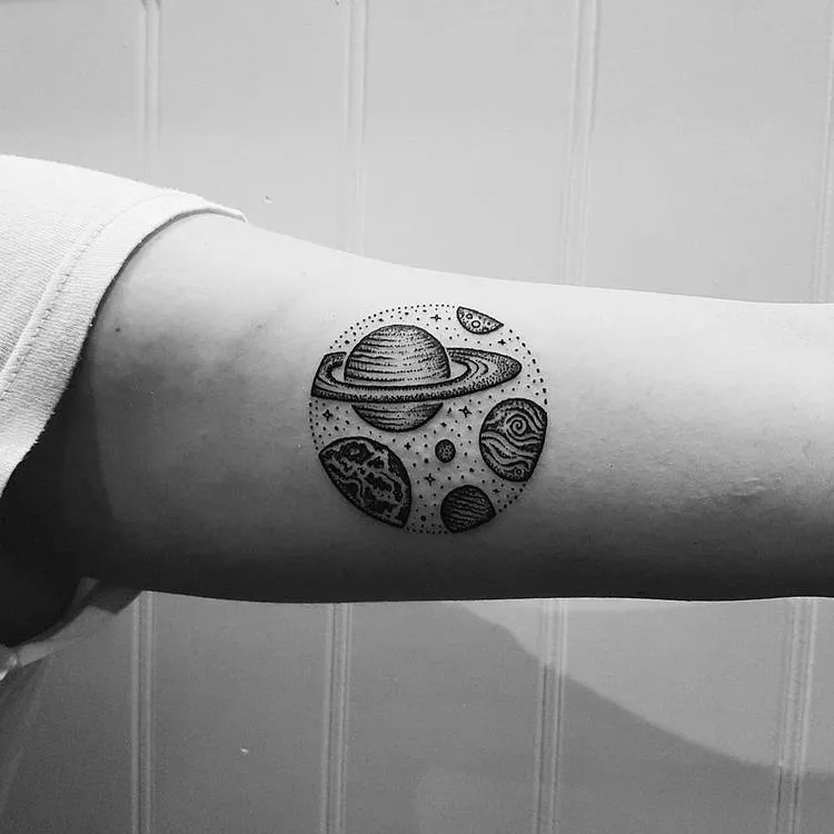 Solar System Sphere Tattoo by Mike Stout
