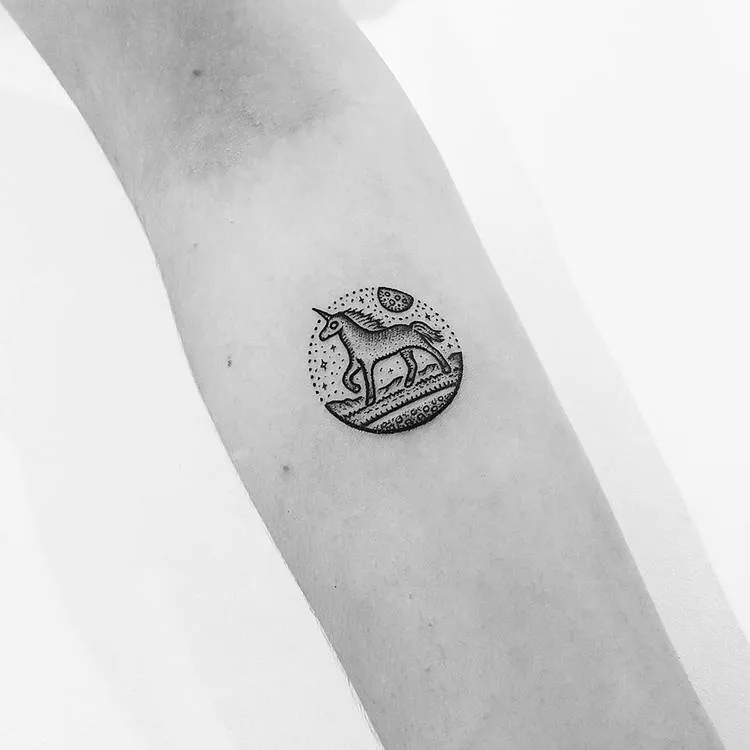 Dotwork Unicorn Tattoo by Mike Stout