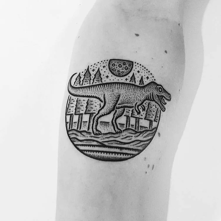 T-Rex Tattoo and Trees by Mike Stout