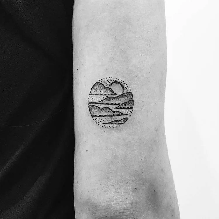 Clouds and Sun Tattoo by Mike Stout
