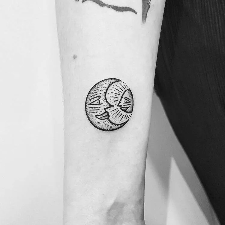 Dotwork Sun and Moon&nbsp;Tattoo by Mike Stout