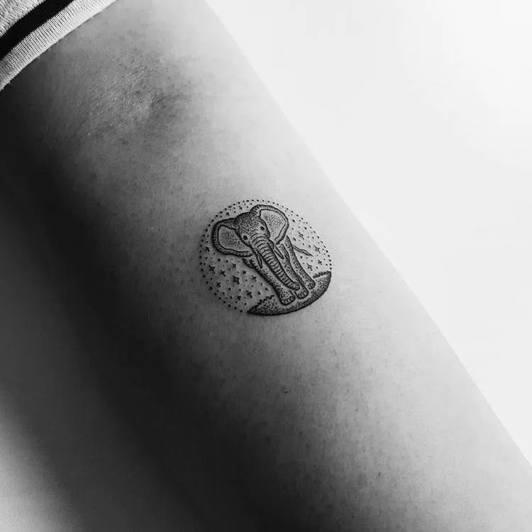 Cute Elephant Tattoo by Mike Stout