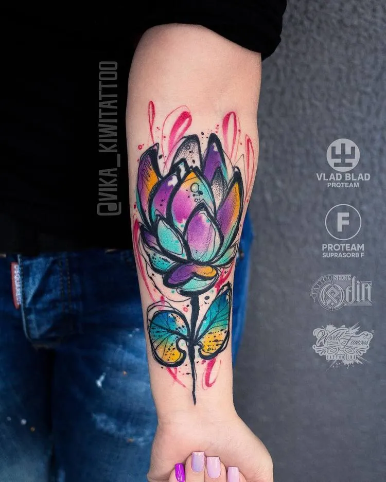 Lotus Flower Tattoo by vika_kiwitattoo