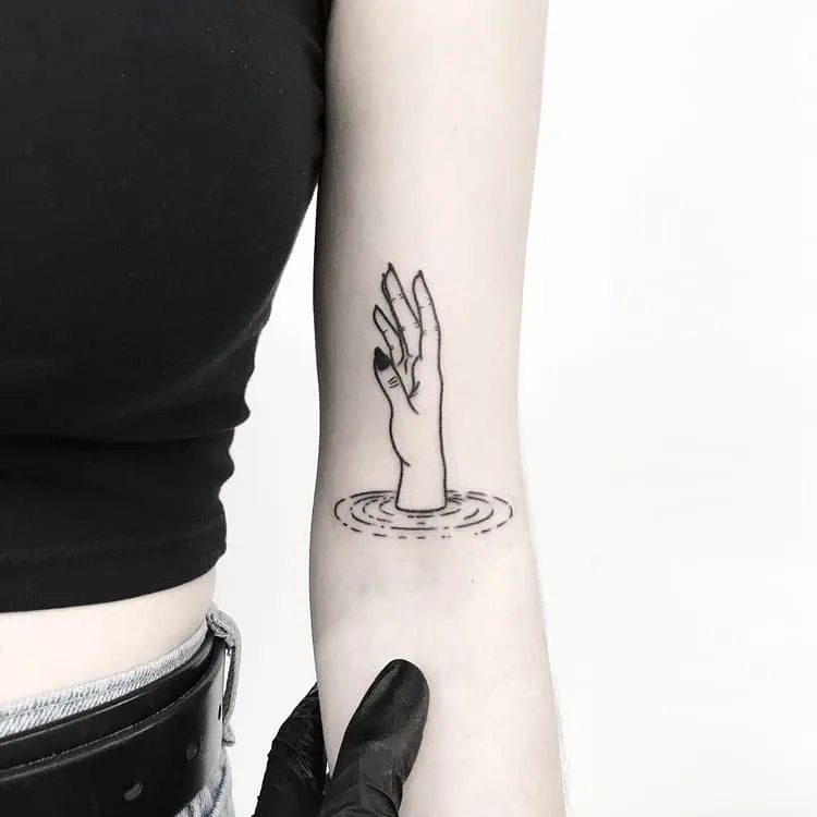 Hand Poke Hand Tattoo by pokeeeeeeeoh