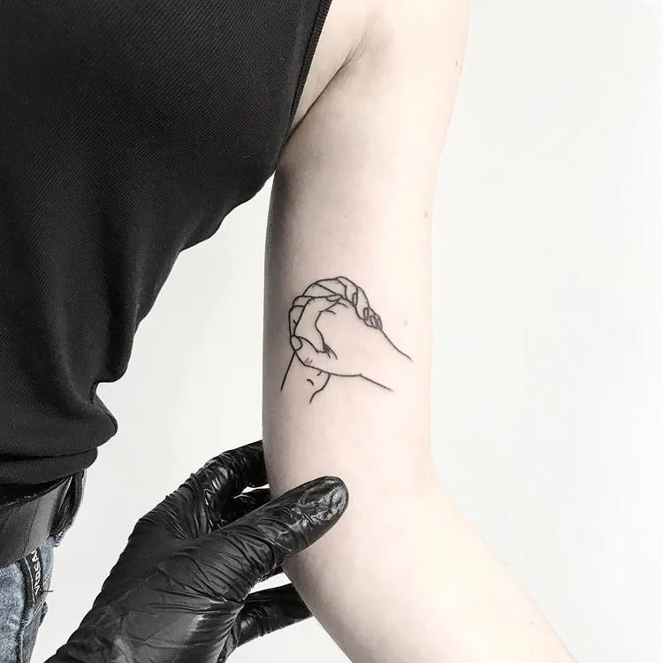 Hand Poke Crossed Hands Tattoo by Pokeeeeeeeoh