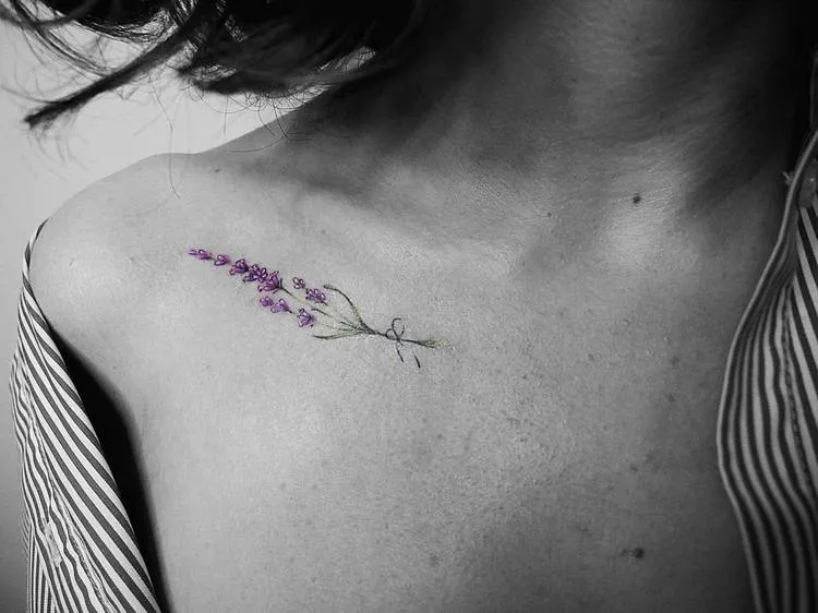 Delicate Lavender Tattoo by Vitaly Kazantsev