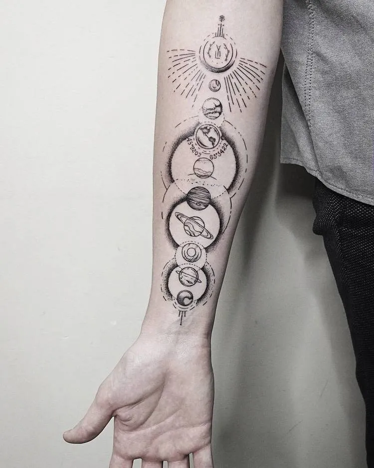Graphic Solar System Tattoo by Vitaly Kazantsev