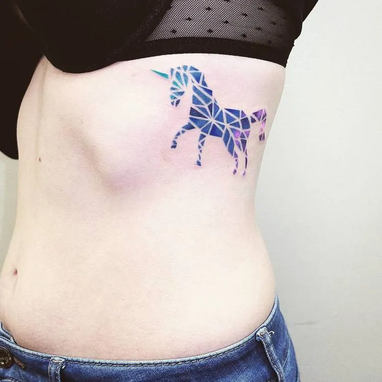 Colored Geometric Unicorn Tattoo by Vitaly Kazantsev