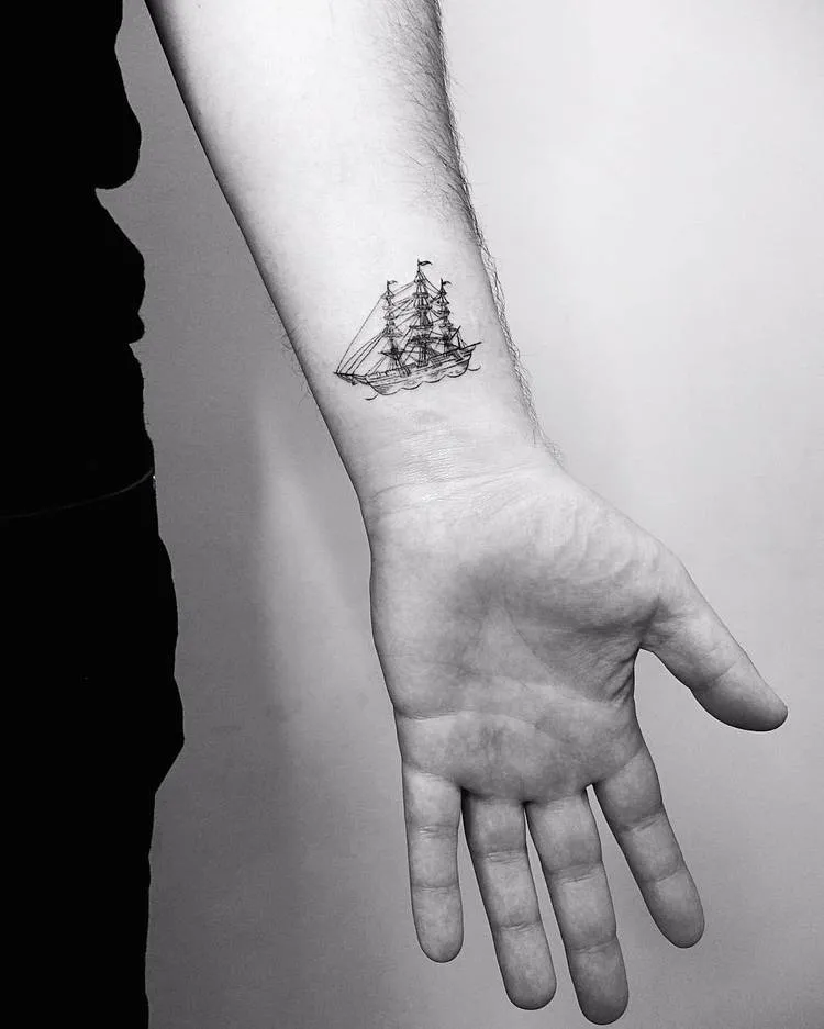 Small Ship Tattoo by Vitaly Kazantsev