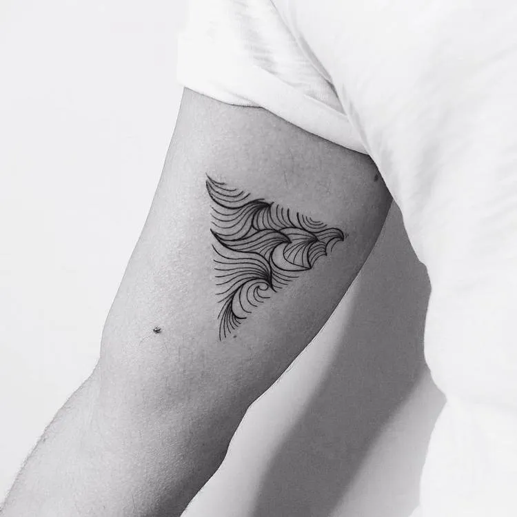 Waves Inside Triangle Tattoo by Vitaly Kazantsev