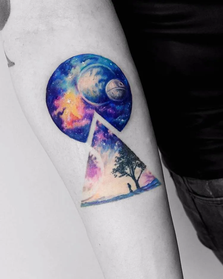 Cosmic Circle and Triangle Tattoo by Vitaly Kazantsev