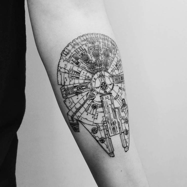 Millennium Falcon Tattoo by Vitaly Kazantsev
