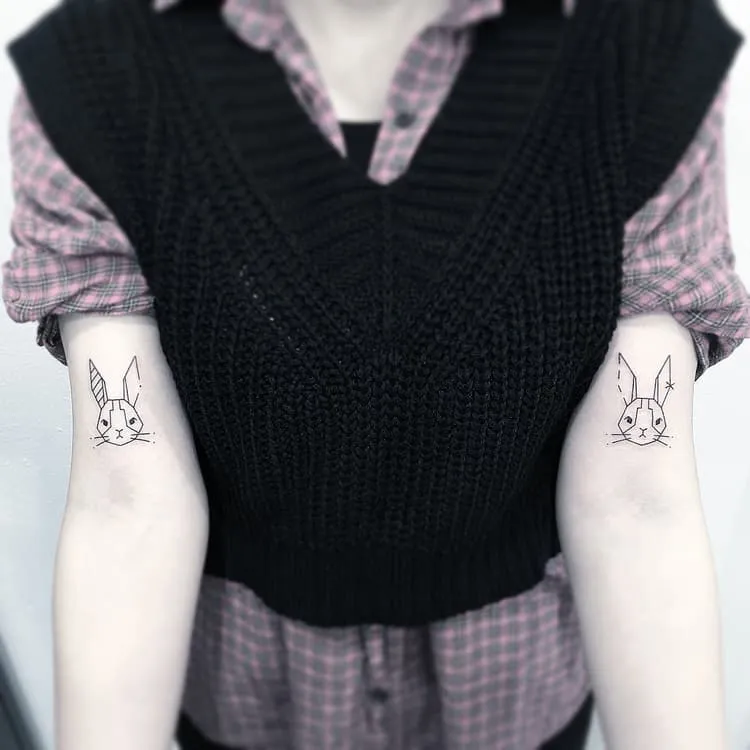Cute Geometric Rabbits by Greemtattoo