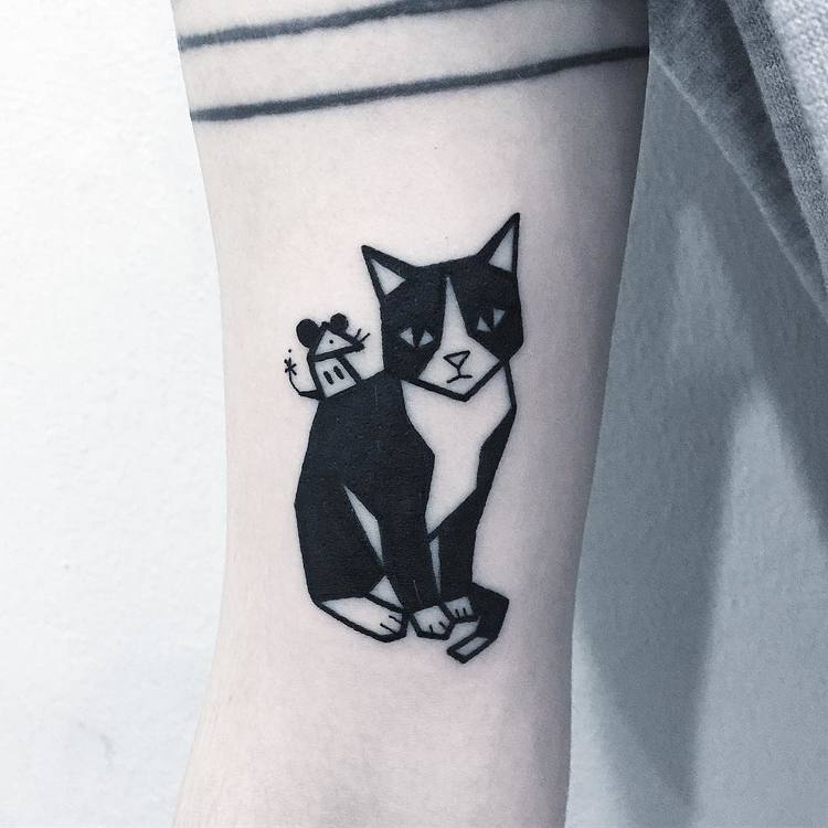 Cat and Mouse Tattoo by Greemtattoo