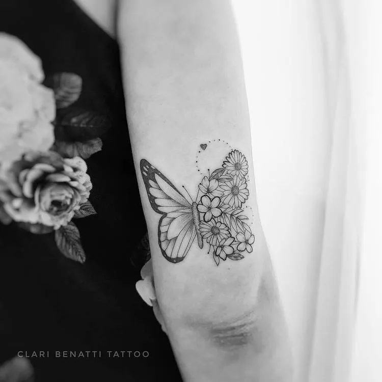 Floral Butterfly Tattoo by Clari Benatti