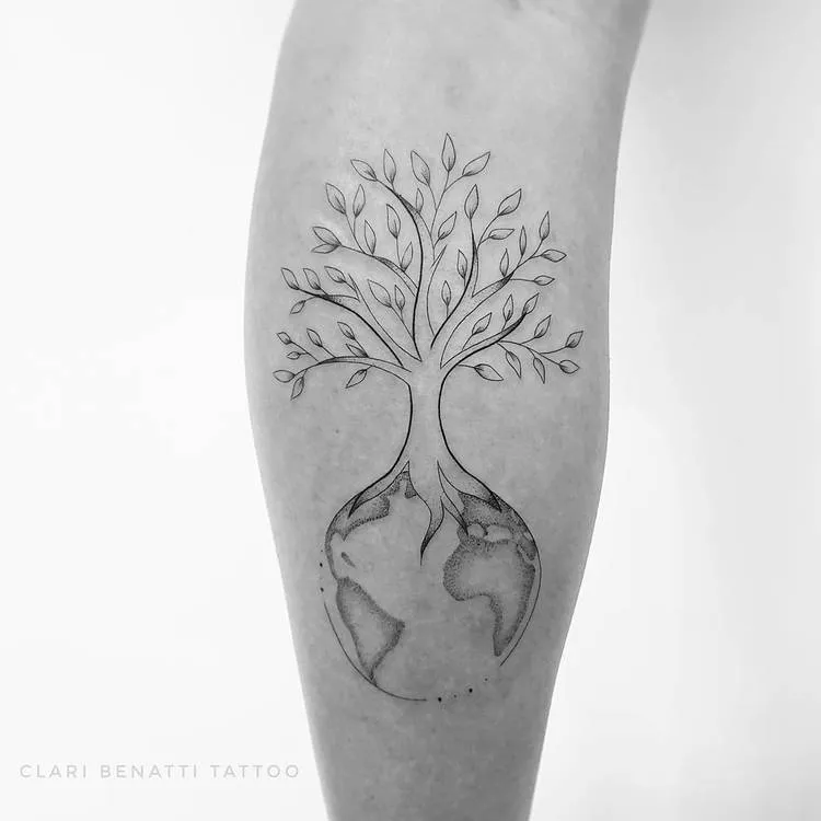 Tree and Earth Tattoo by Clari Benatti