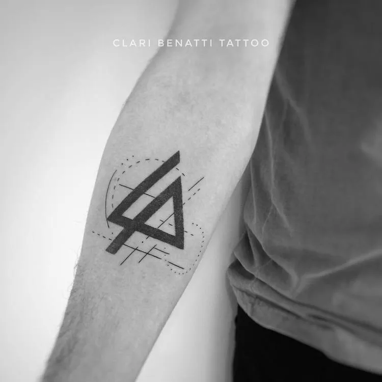Blackwork Geometric Linkin Park Tattoo by Clari Benatti