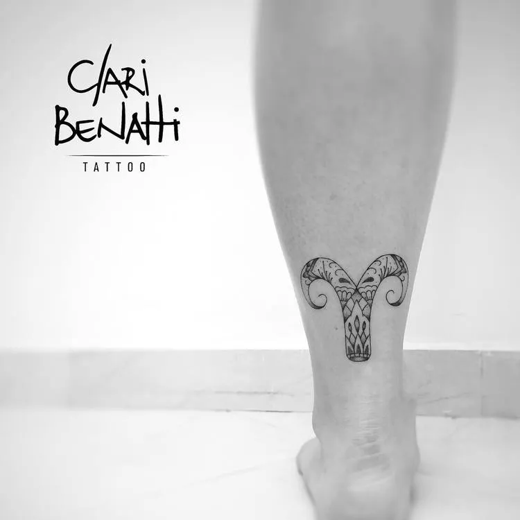 Ornamental Aries Tattoo by Clari Benatti