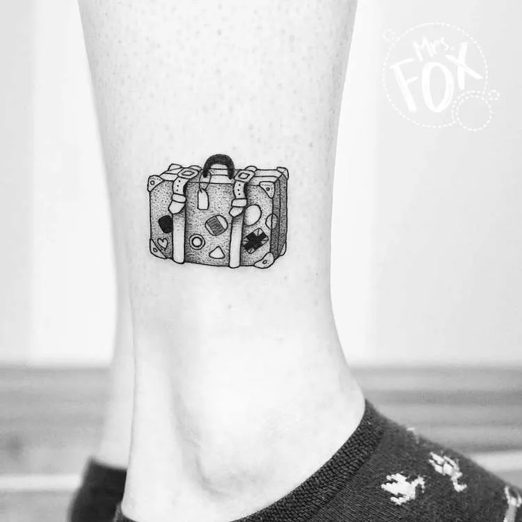 Dotwork Suitcase Tattoo by Mrs Fox