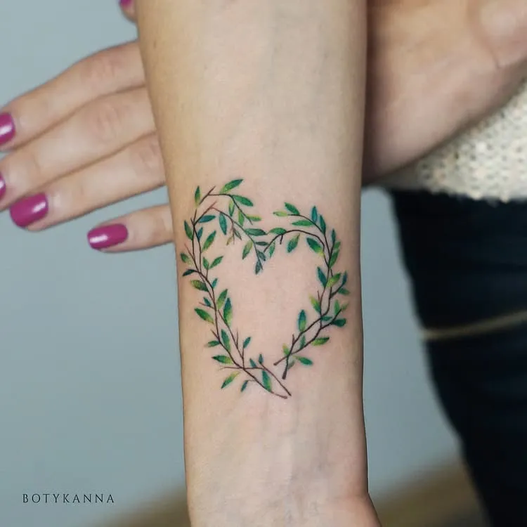Botanical Heart Tattoo by Anna Botyk