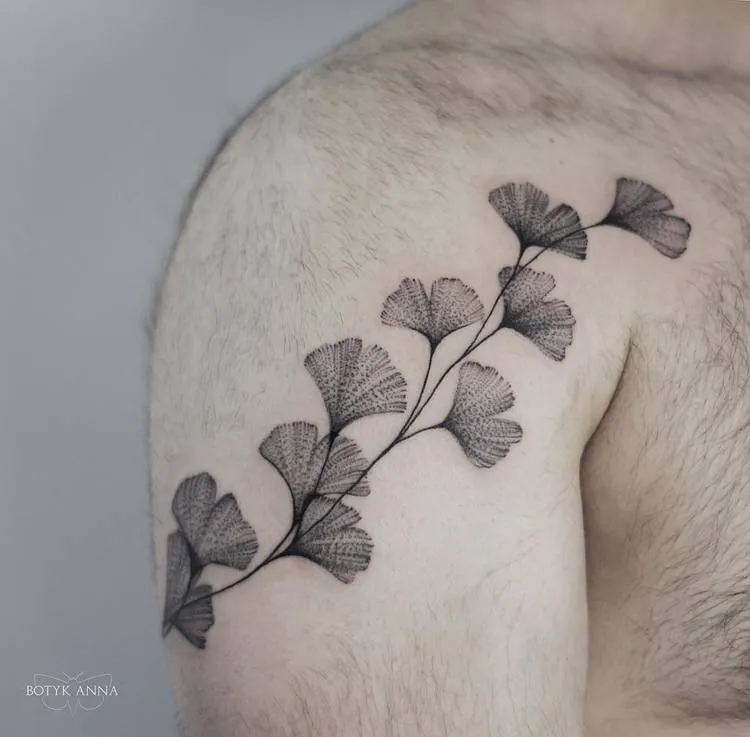 Ginkgo Biloba Branch Tattoo by Anna Botyk 